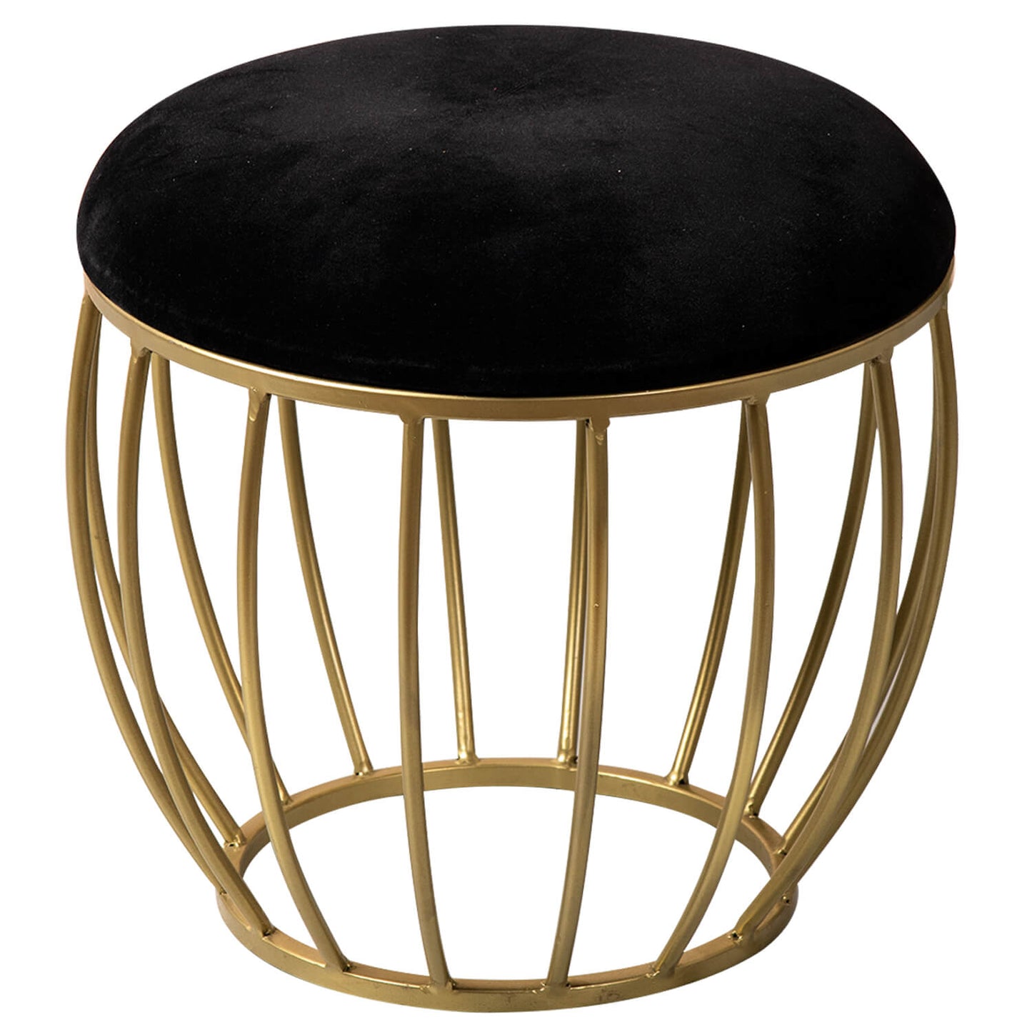 Metallic Stools: Black Velvet Gold Legs Cage Ottoman