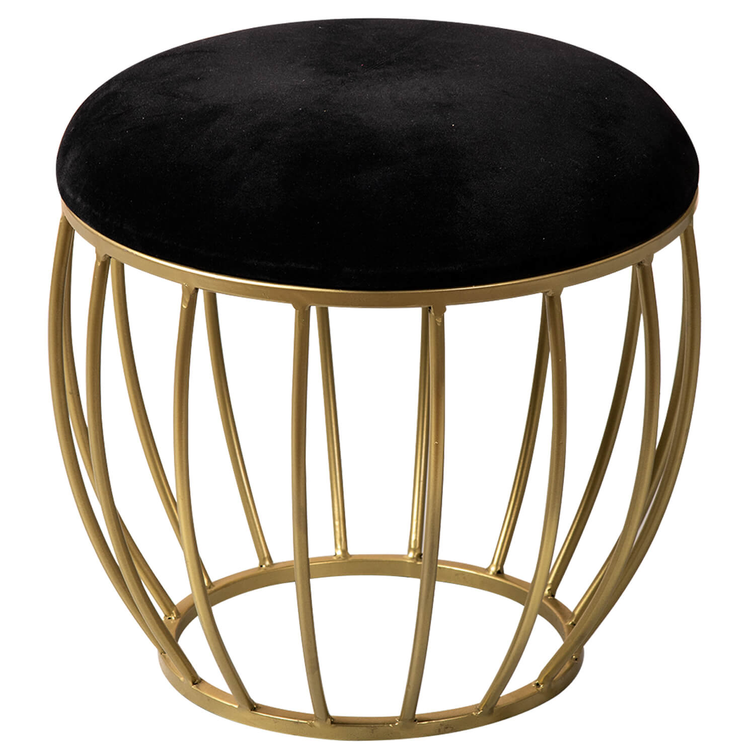 Metallic Stools: Black Velvet Gold Legs Cage Ottoman