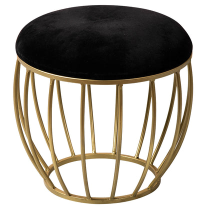 Metallic Stools: Black Velvet Gold Legs Cage Ottoman