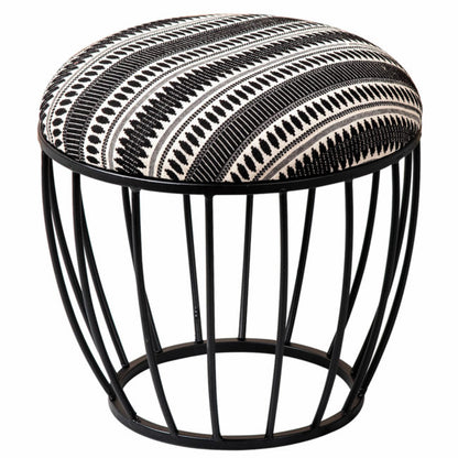 Metallic Stools: Black & Cream Cage Ottoman