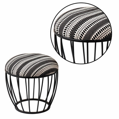 Metallic Stools: Black & Cream Cage Ottoman