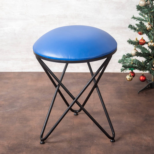 Metallic Stools: Black & Cream Cage Ottoman