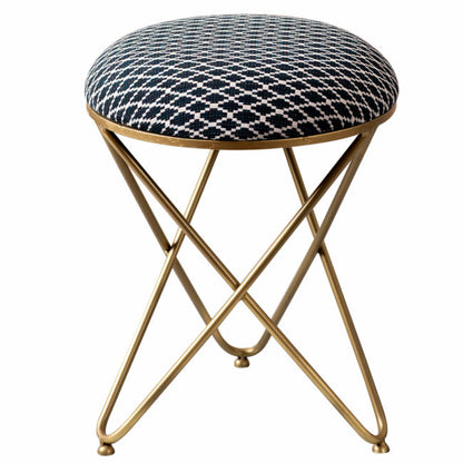 Metallic Stools: Black & White Cross Legs Ottoman 