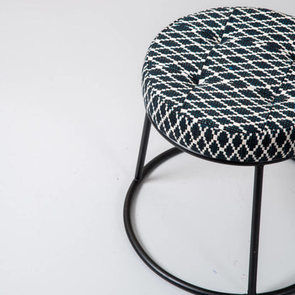 Metallic Stools: Black & White Metallic Ottoman