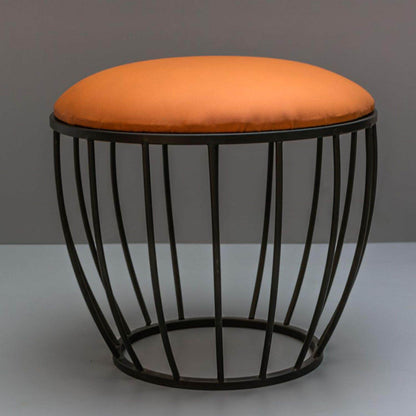 Metallic Stools: Caramel Leatherette Cage Ottoman
