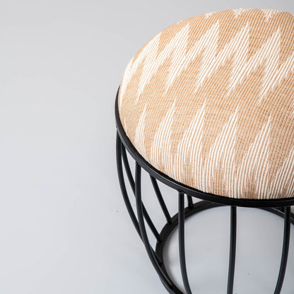 Metallic Stools: Cream & Beige Cage Ottoman 