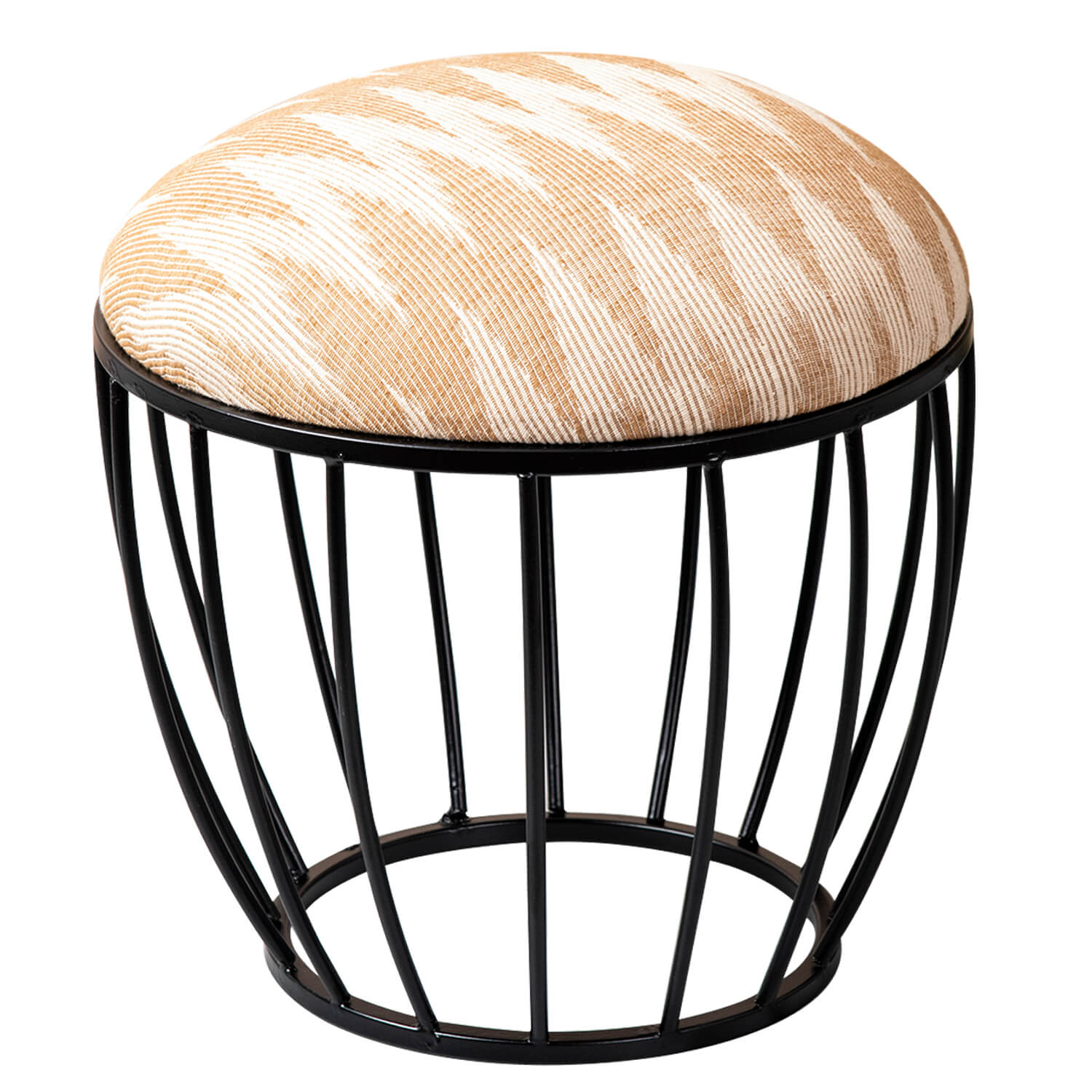 Metallic Stools: Cream & Beige Cage Ottoman 