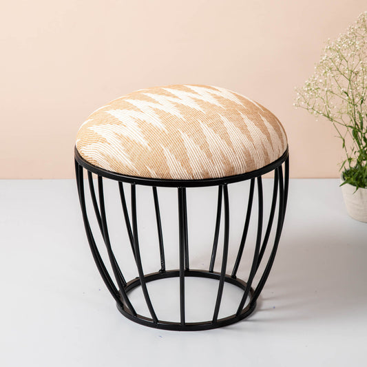 Metallic Stools: Cream & Beige Cage Ottoman