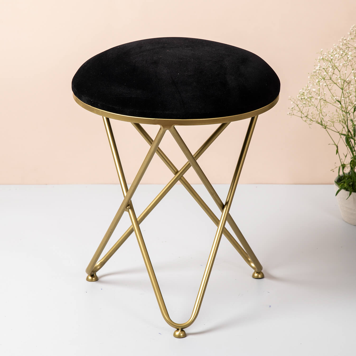Metallic Stools: Gold Cross Legs Ottoman