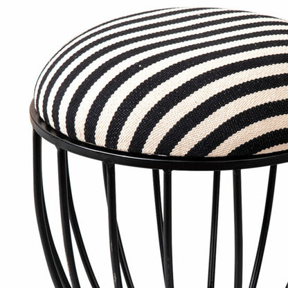 Metallic Stools: Luxurious Black & White Cage Ottoman