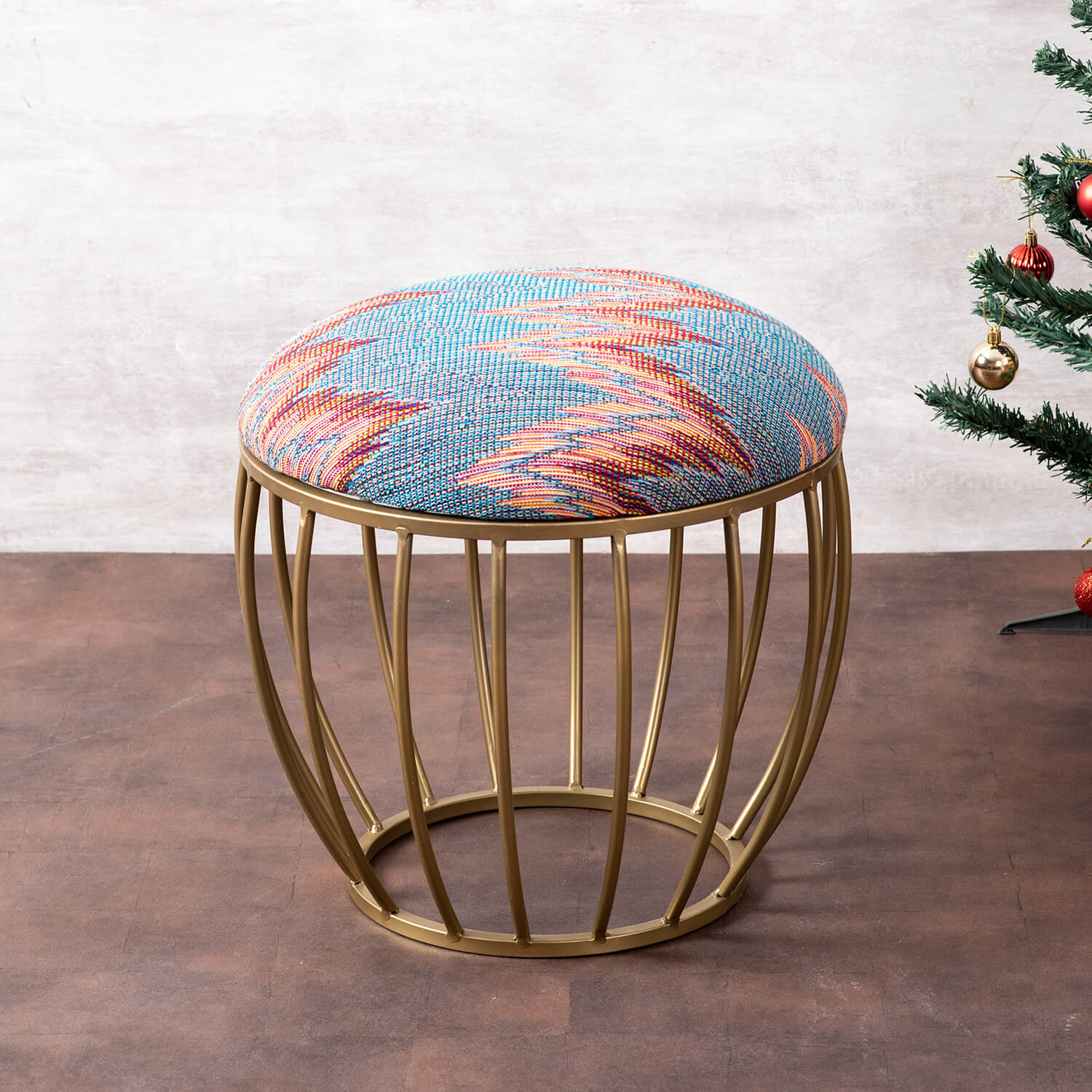 Metallic Stools: Multicolor Cage Ottoman