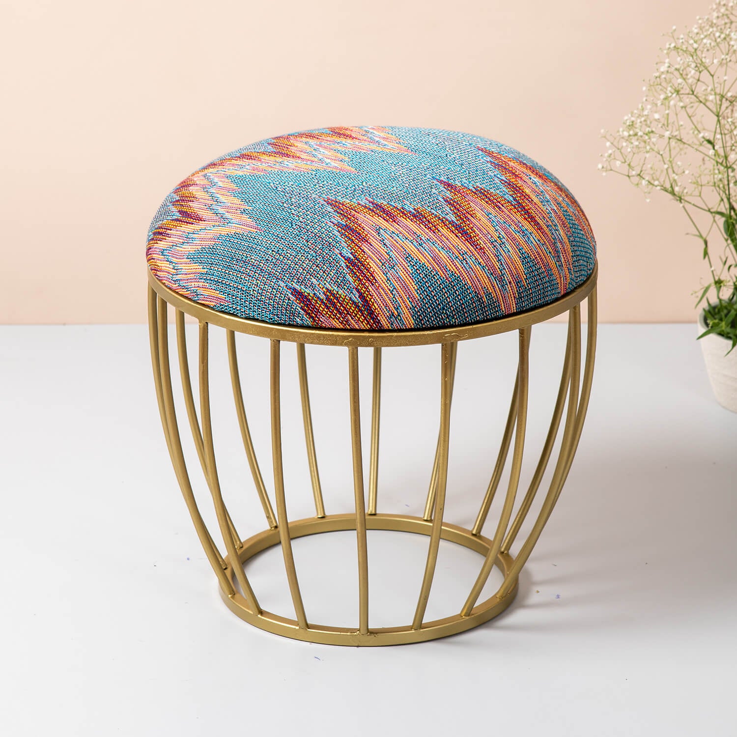 Metallic Stools: Multicolor Metallic Cage Ottoman 
