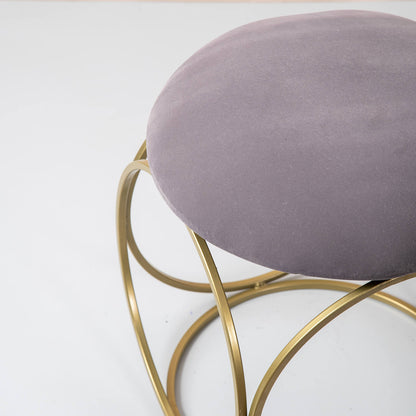 Metallic Stools: Round Leg Grey Velvet Ottoman