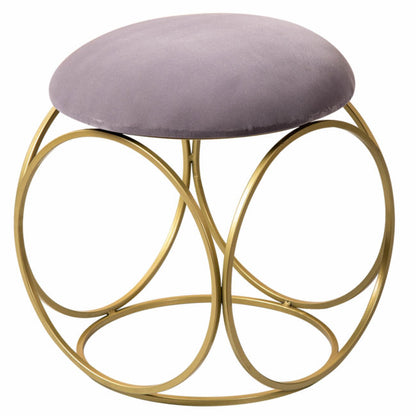 Metallic Stools: Round Leg Grey Velvet Ottoman