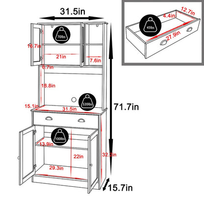 Microwave Stands: 70" Kitchen Cabinet & Hutch Cabinets