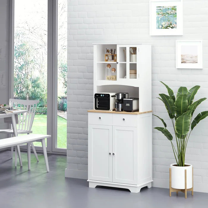 Microwave Stands: Kajah 67" Kitchen Pantry with Hutch Cabinets