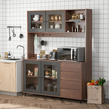 Microwave Stands: 76.8" Kitchen Pantry & Hutch Cabinets
