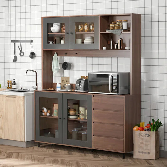 Microwave Stands: 76.8" Kitchen Pantry & Hutch Cabinets