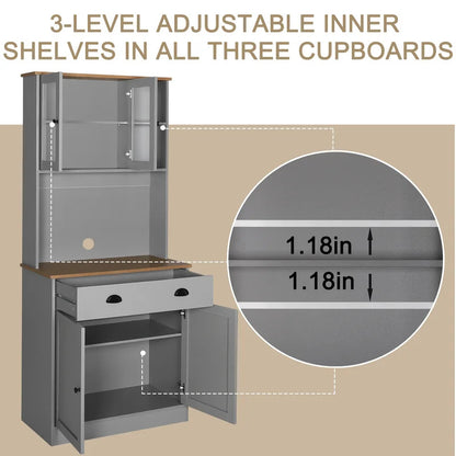 Microwave Stands : Hellen 70" Kitchen Pantry