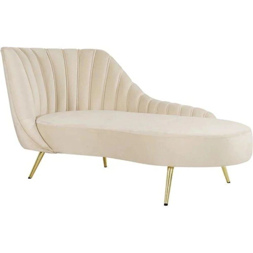 Chaise Lounge: Mardo Velvet Left-Arm Chaise Recessed Arms