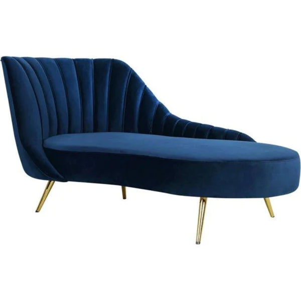 Chaise Lounge: Mardo Velvet Left-Arm Chaise Recessed Arms