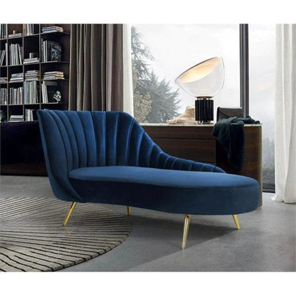 Chaise Lounge: Mardo Velvet Left-Arm Chaise Recessed Arms