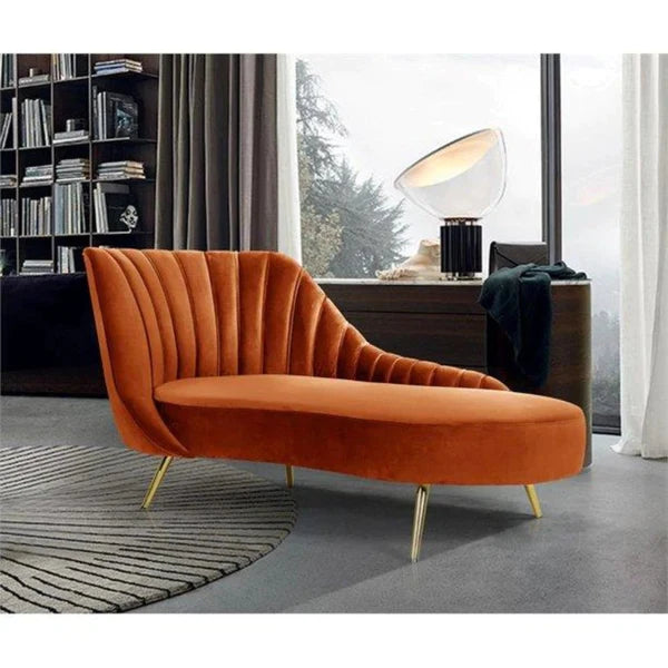 Chaise Lounge: Mardo Velvet Left-Arm Chaise Recessed Arms