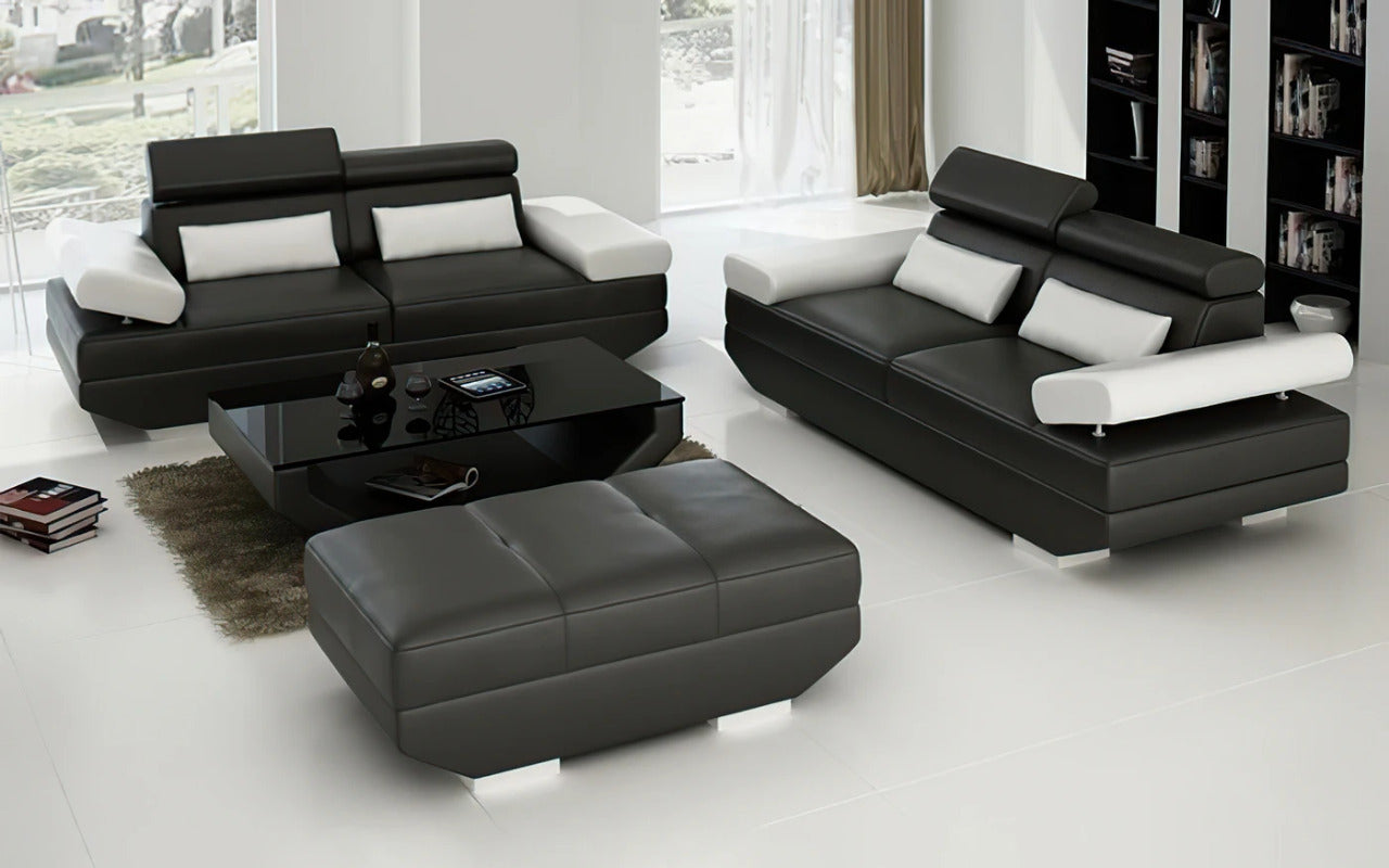 Modern Sofa Set: 4 Seater Leatherette Sofa Set