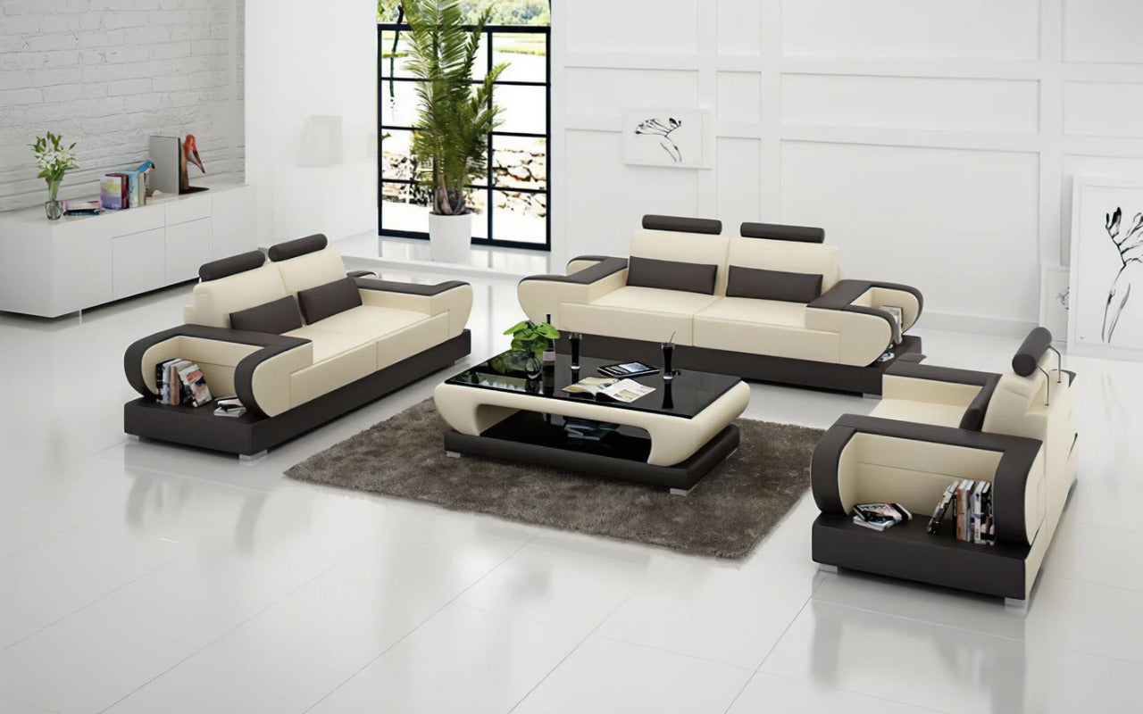 Modern Sofa Set: 5 Seater Leatherette Sofa Set