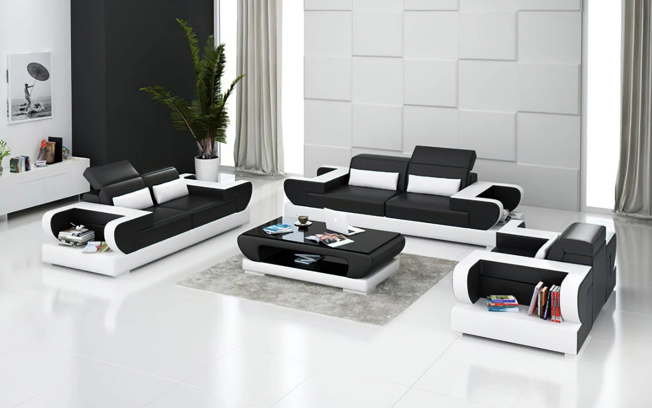 Modern Sofa Set: 5 Seater Leatherette Sofa Set