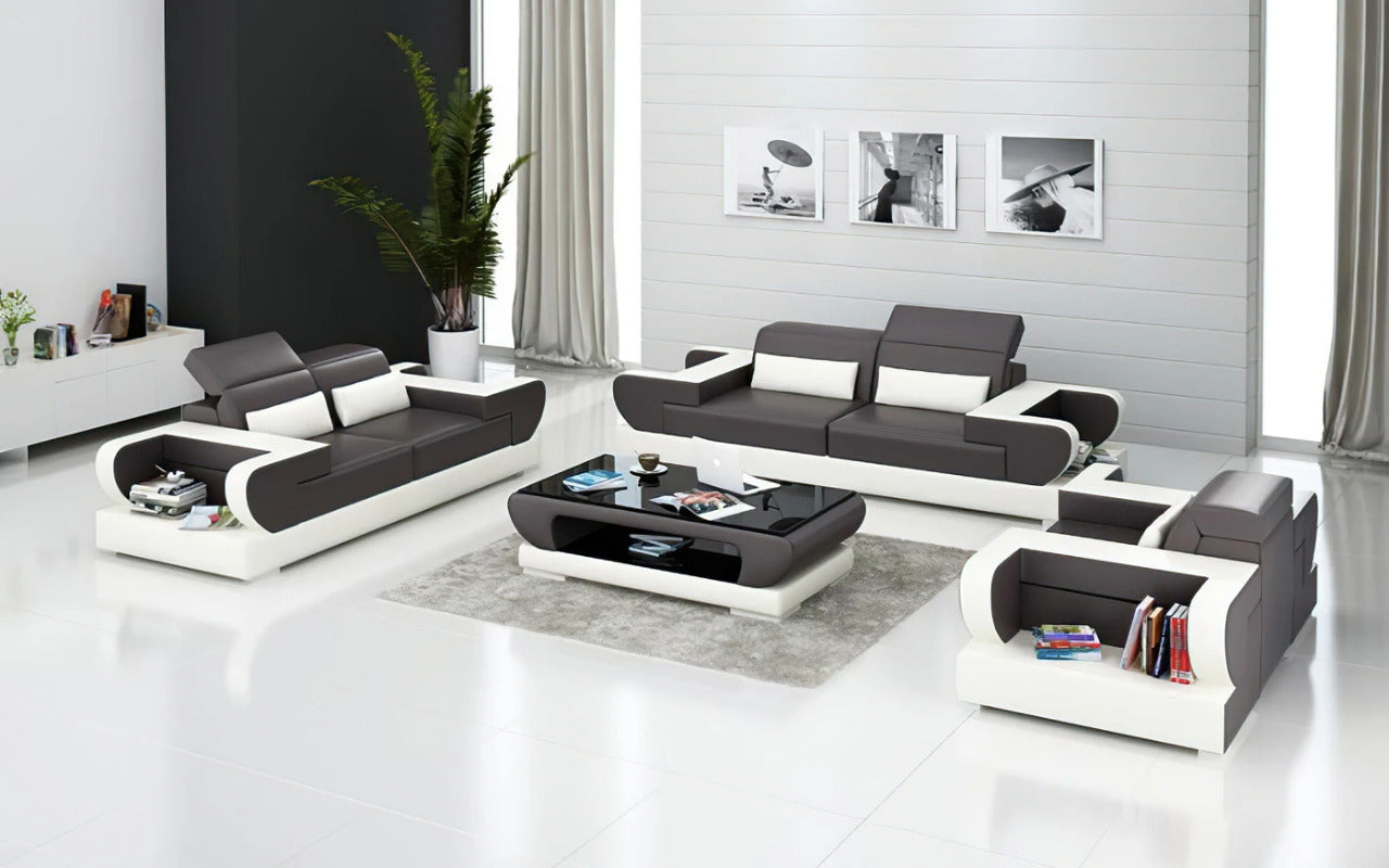 Modern Sofa Set: 5 Seater Leatherette Sofa Set