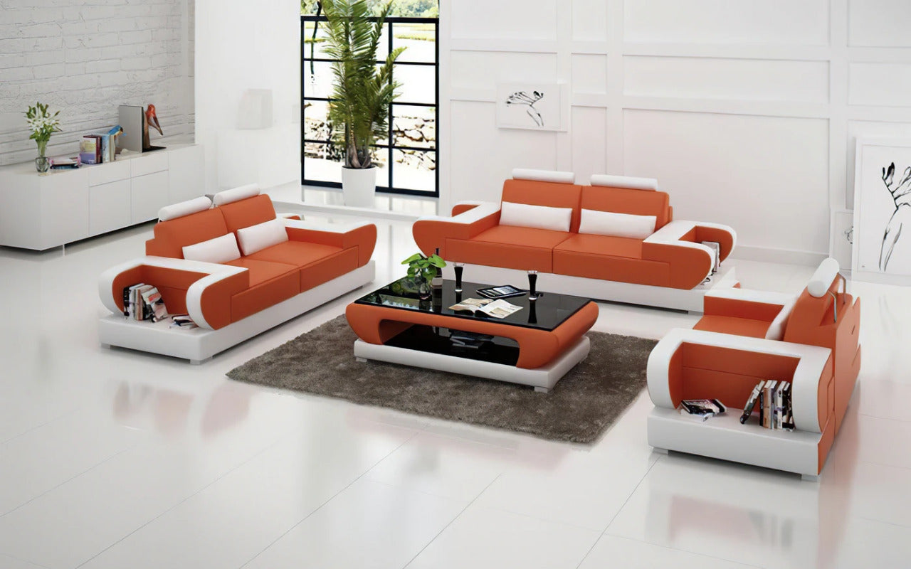 Modern Sofa Set: 5 Seater Leatherette Sofa Set