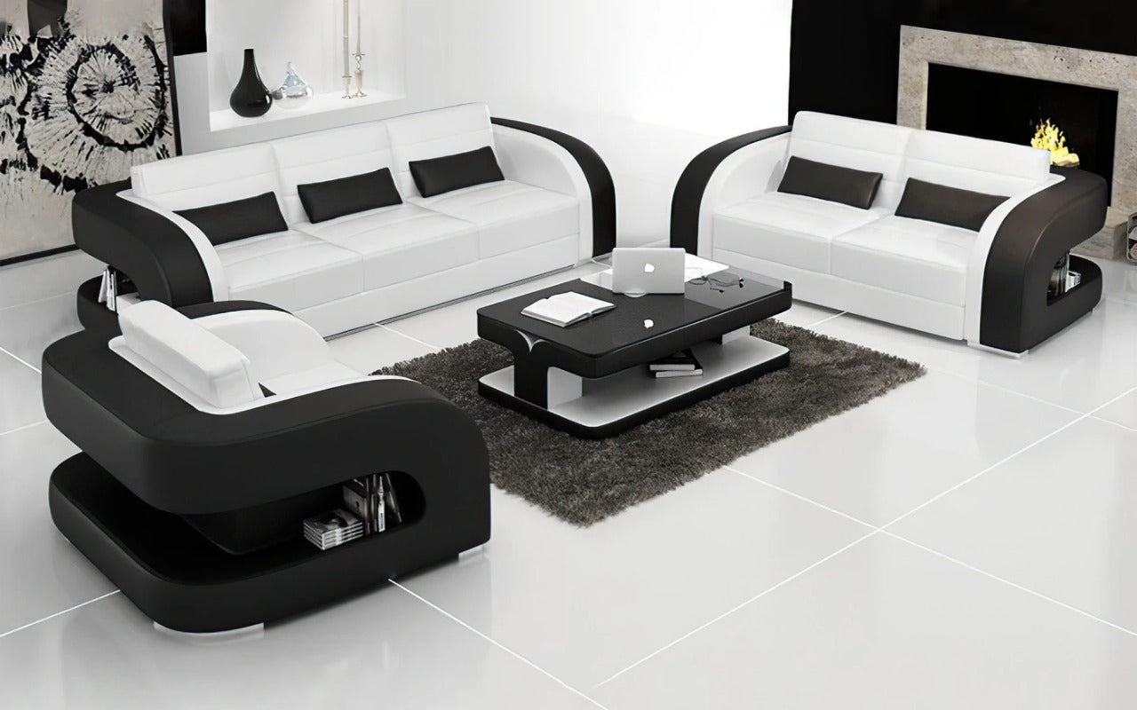 Modern Sofa Set: 5 Seater Leatherette Sofa Set