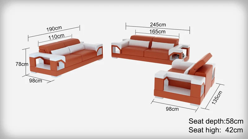 Modern Sofa Set: 5 Seater Leatherette Sofa Set