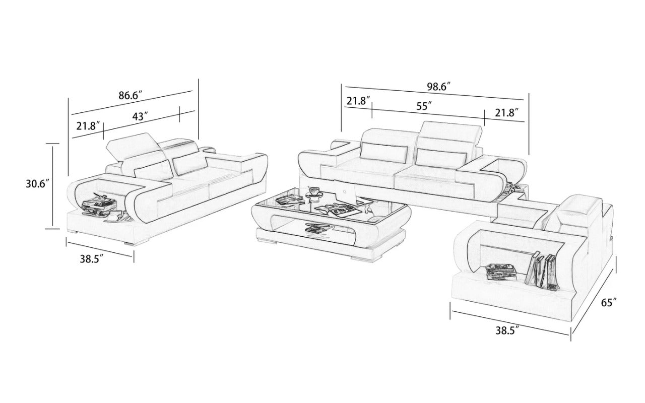 Modern Sofa Set: 5 Seater Leatherette Sofa Set