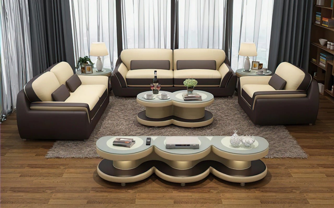 Modern Sofa Set: 5 Seater Leatherette Sofa Set