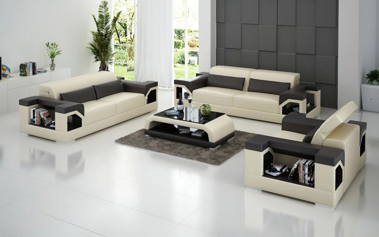 Modern Sofa Set: 5 Seater Leatherette Sofa Set