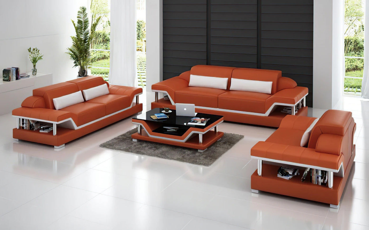 Modern Sofa Set: 5 Seater Leatherette Sofa Set with Adjustable Headrest