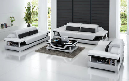 Modern Sofa Set: 5 Seater Leatherette Sofa Set with Adjustable Headrest