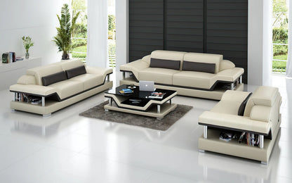 Modern Sofa Set: 5 Seater Leatherette Sofa Set with Adjustable Headrest