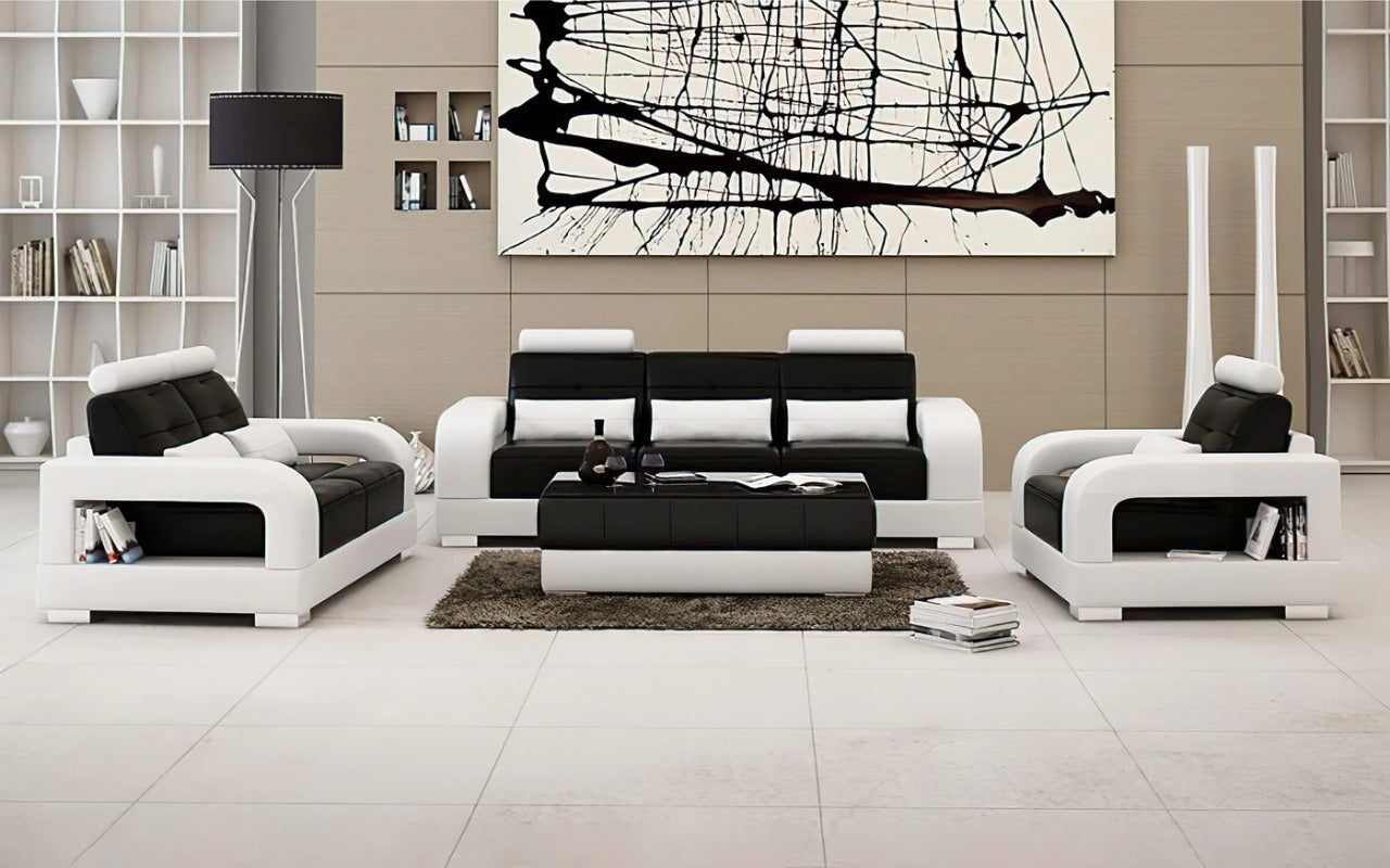 Modern Sofa Set: 6 Seater Leatherette Sofa Set