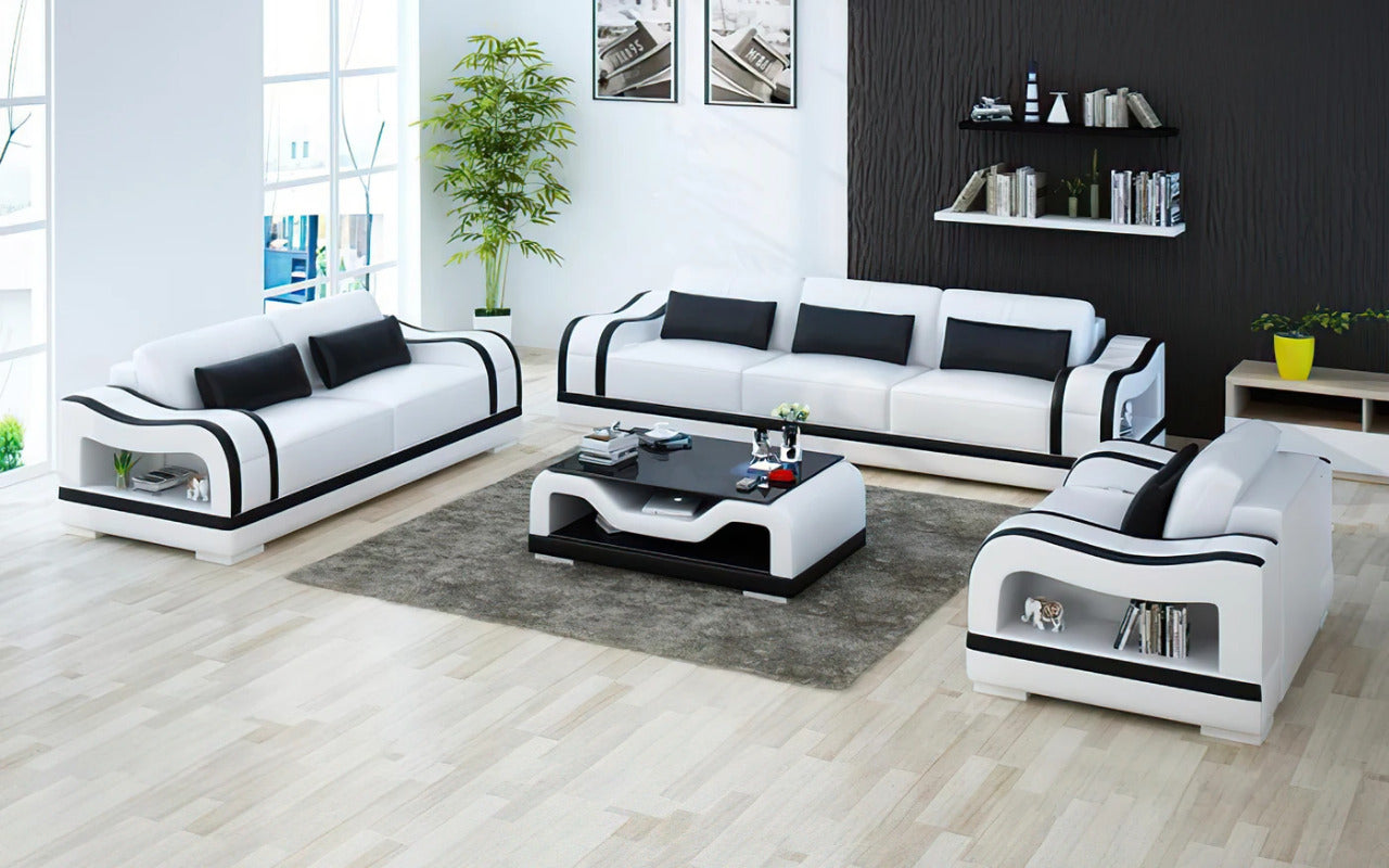 Modern Sofa Set: 6 Seater Leatherette Sofa Set