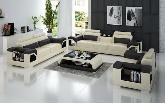 Modern Sofa Set: 6 Seater Leatherette Sofa Set
