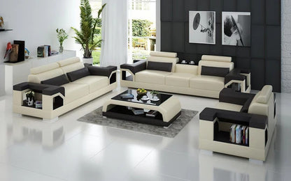 Modern Sofa Set: 6 Seater Leatherette Sofa Set