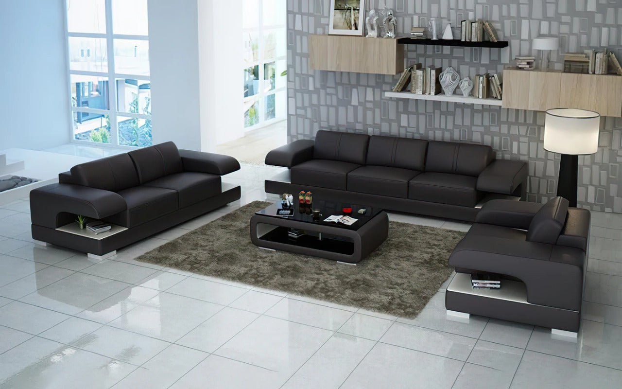 Modern Sofa Set: 6 Seater Leatherette Sofa Set