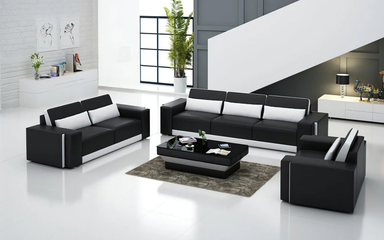 Modern Sofa Set: 6 Seater Leatherette Sofa Set