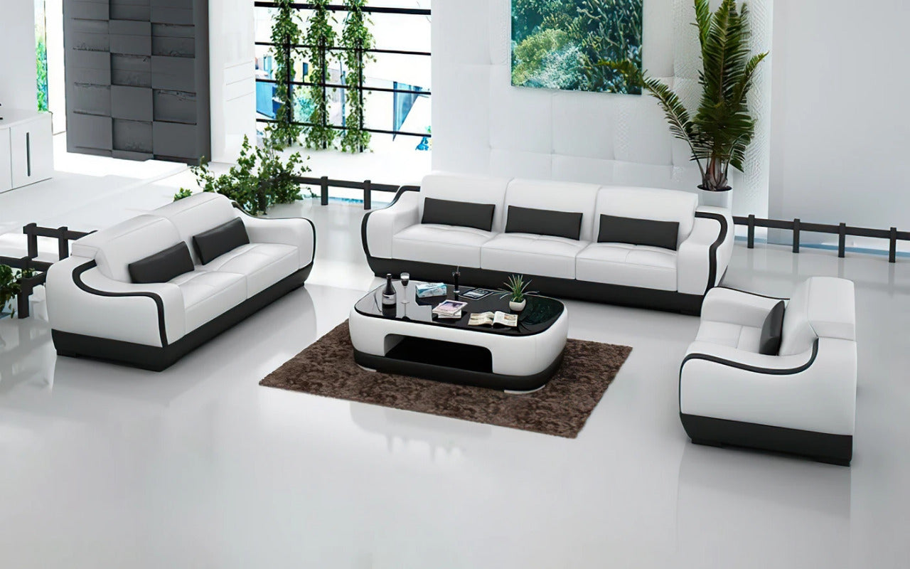 Modern Sofa Set: 6 Seater Leatherette Sofa Set