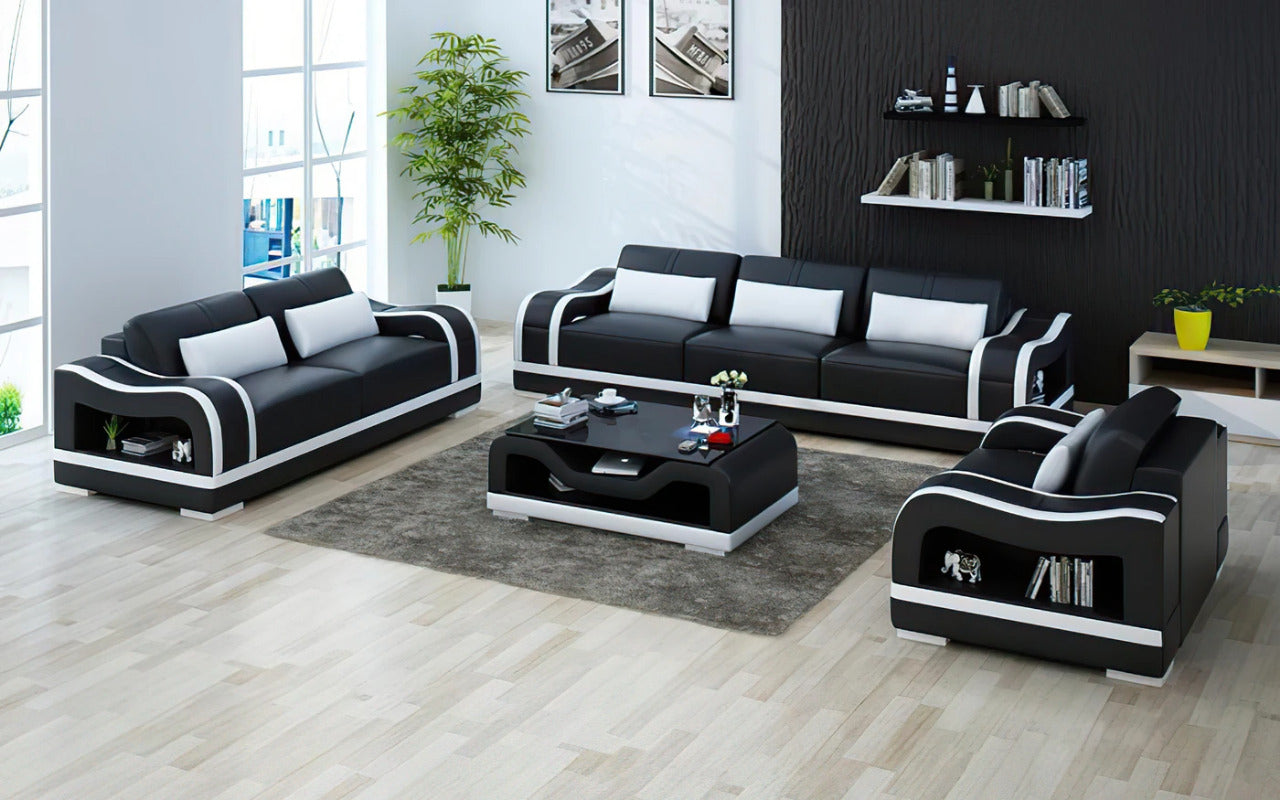 Modern Sofa Set: 6 Seater Leatherette Sofa Set