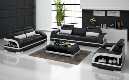 Modern Sofa Set: 6 Seater Leatherette Sofa Set