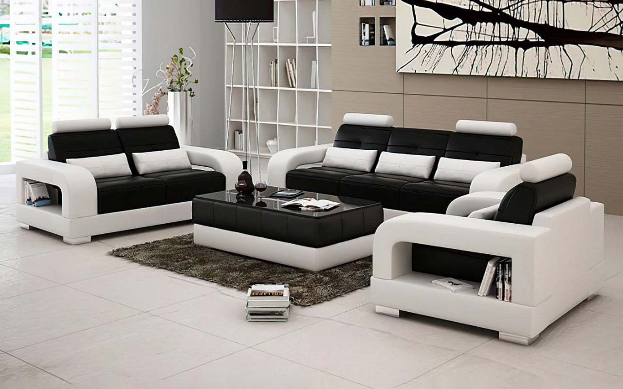 Modern Sofa Set: 6 Seater Leatherette Sofa Set